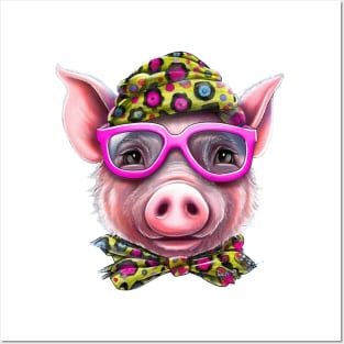 Pig with Glasses #4 Posters and Art